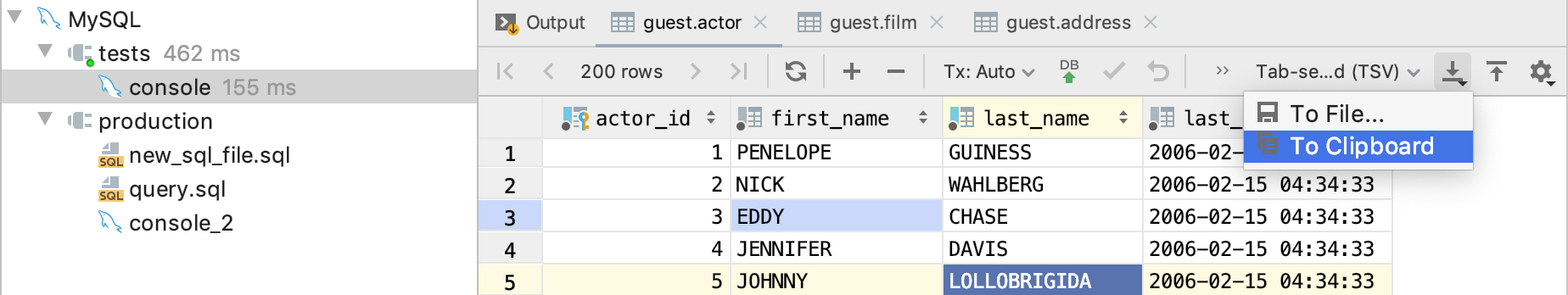 ビューをクリップボードにエクスポートする Export a view to the clipboard