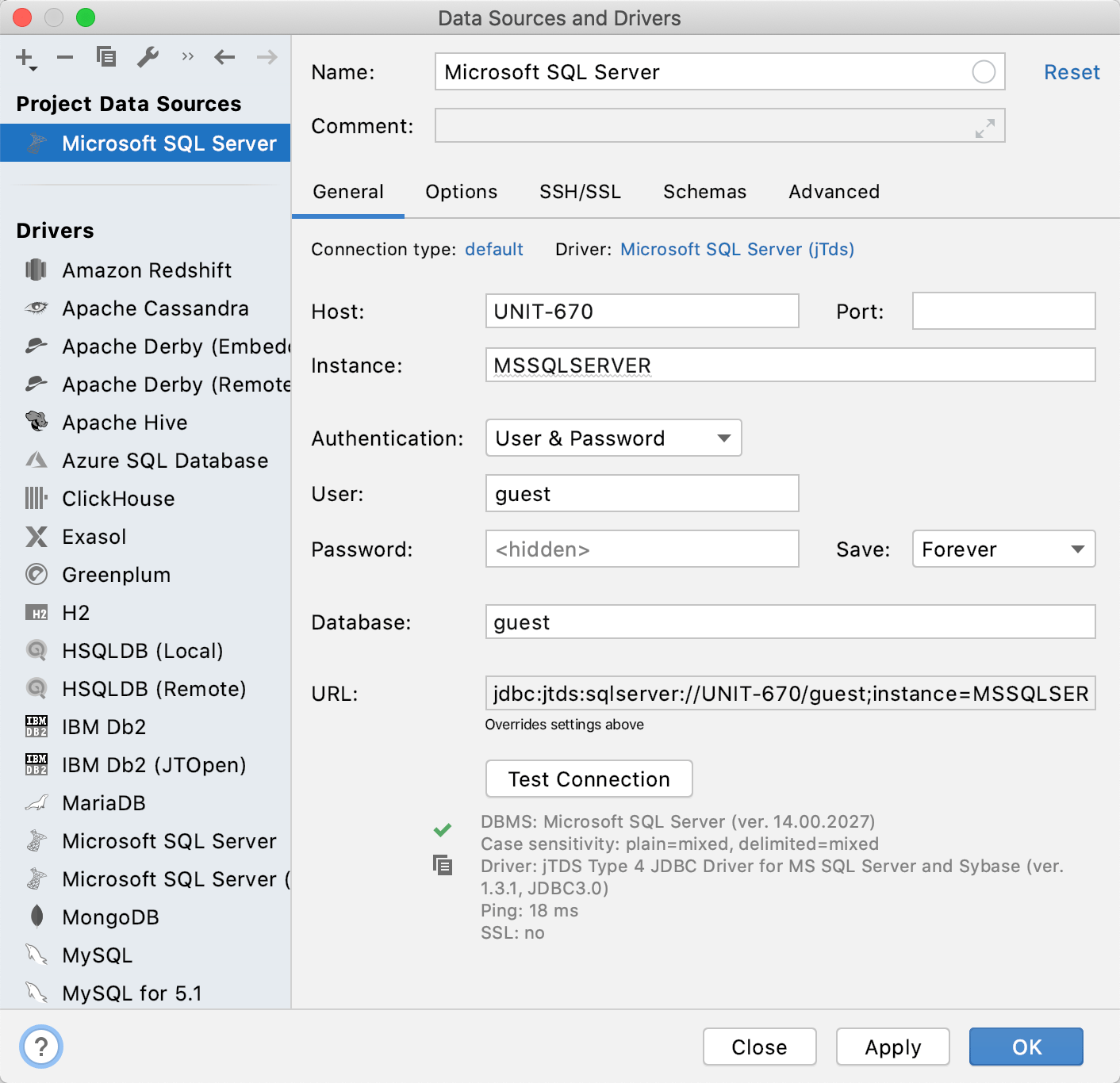 SQL Server認証を使用して接続する Connect by using SQL Server authentication