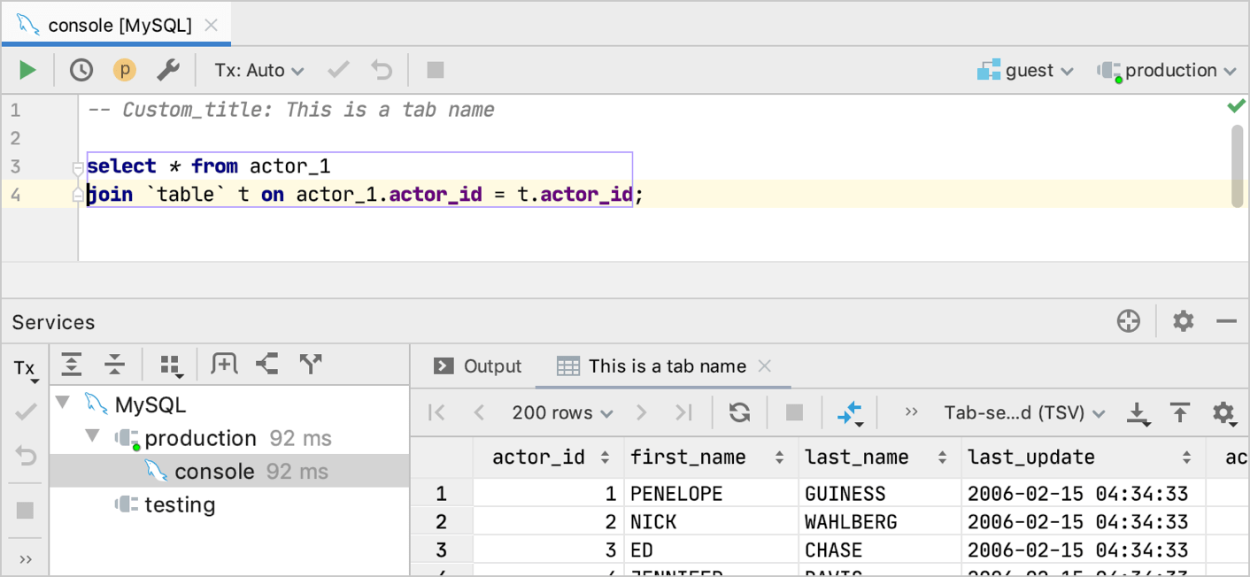 結果のあるタブにカスタムタイトルを使用する Use custom titles for tabs with results
