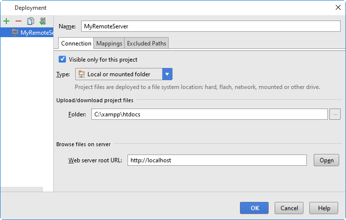 デプロイ接続タブ Deployment Connection Tab