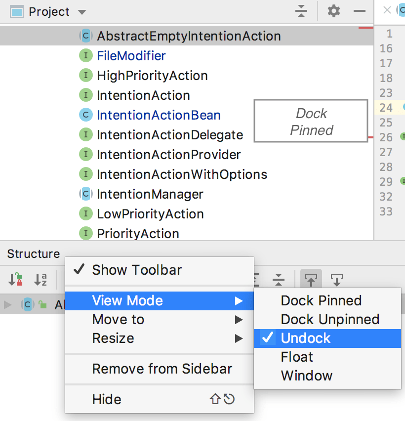 ドッキングモードとドッキング解除モード docked and undocked modes