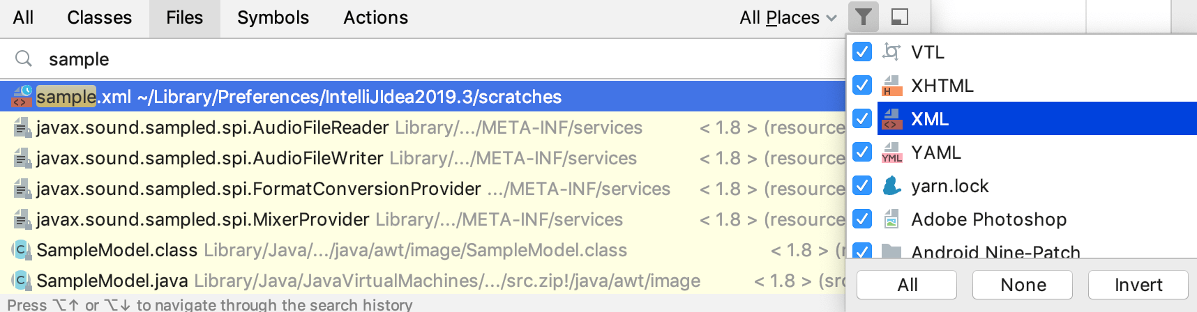 検索からファイルを除外する Exclude files from search