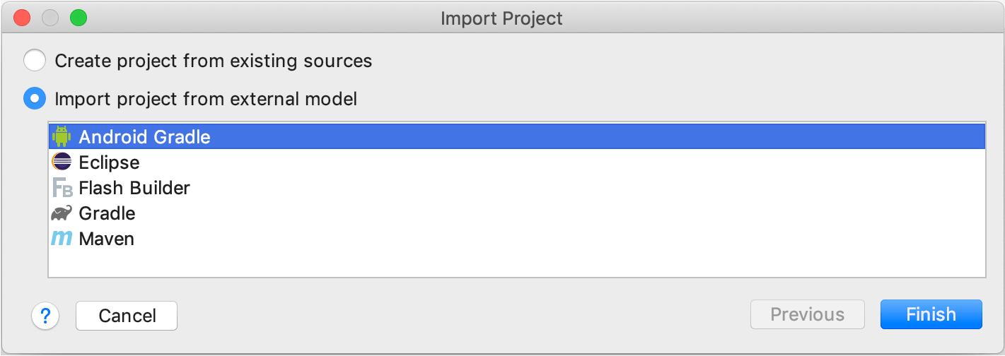 Android Gradleからプロジェクトをインポートする Importing a project from Android Gradle