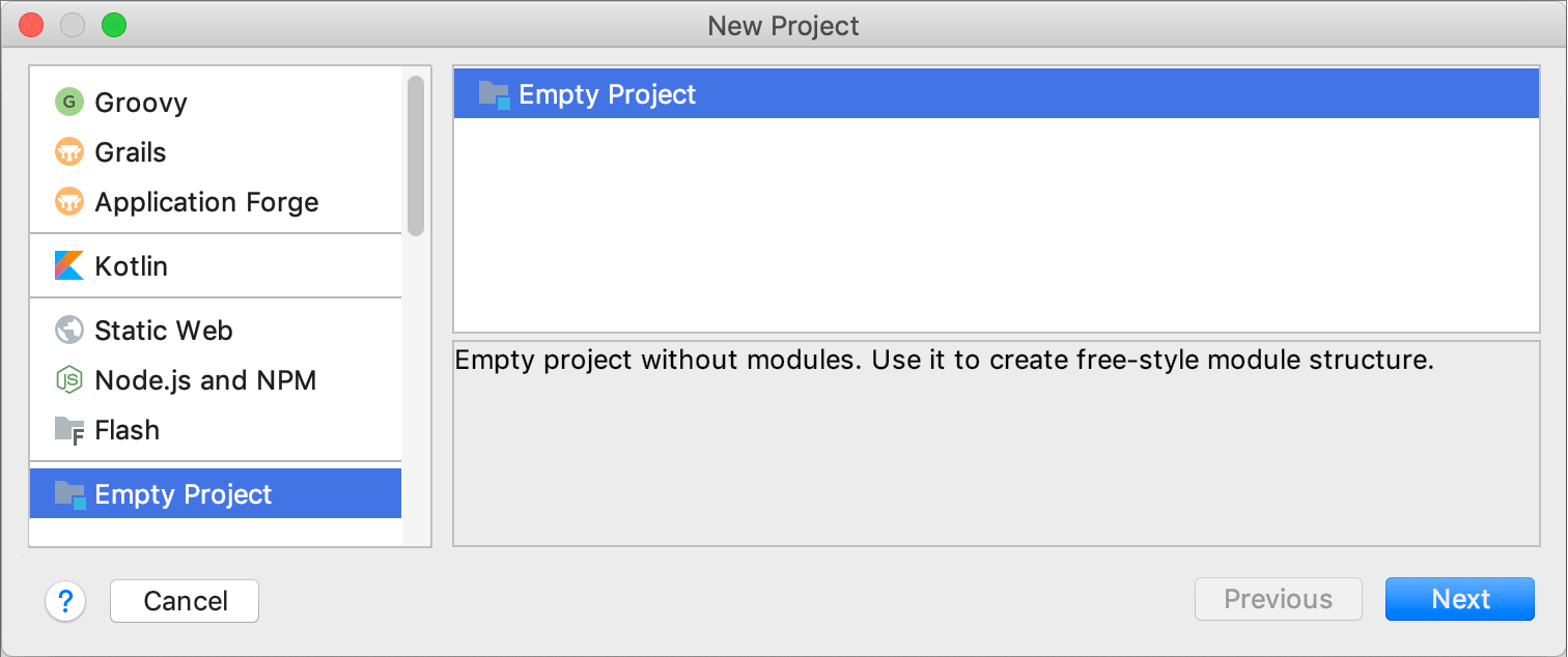 新しい空のプロジェクトを作成する Creating a new empty project