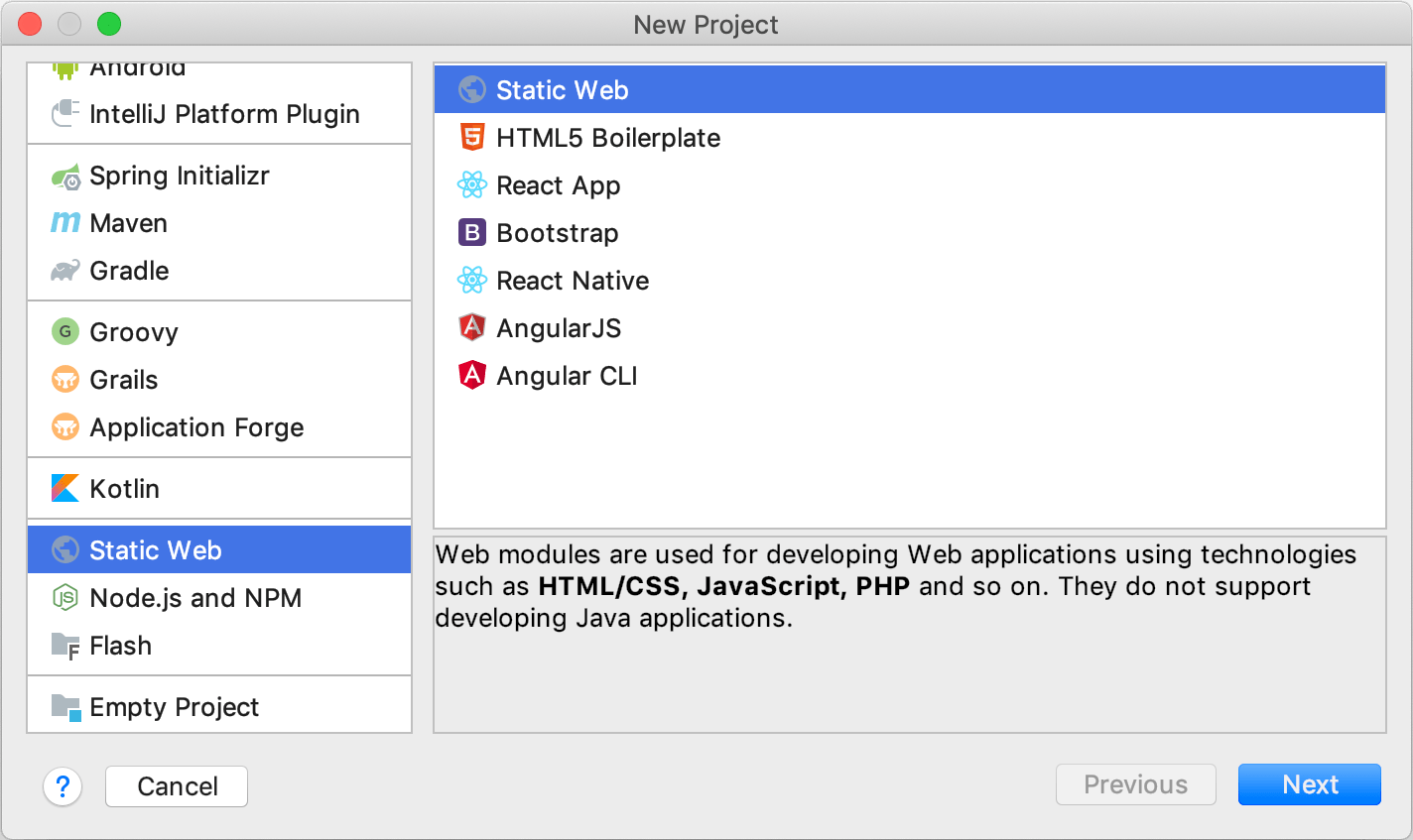 新しい静的Webプロジェクトの作成 Creating a new Static Web project