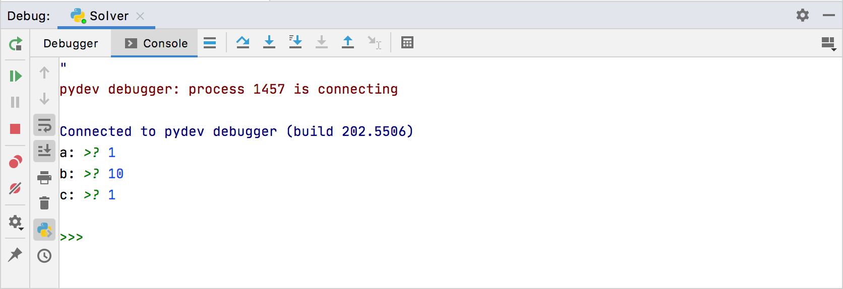 デバッグコンソール Debugging console