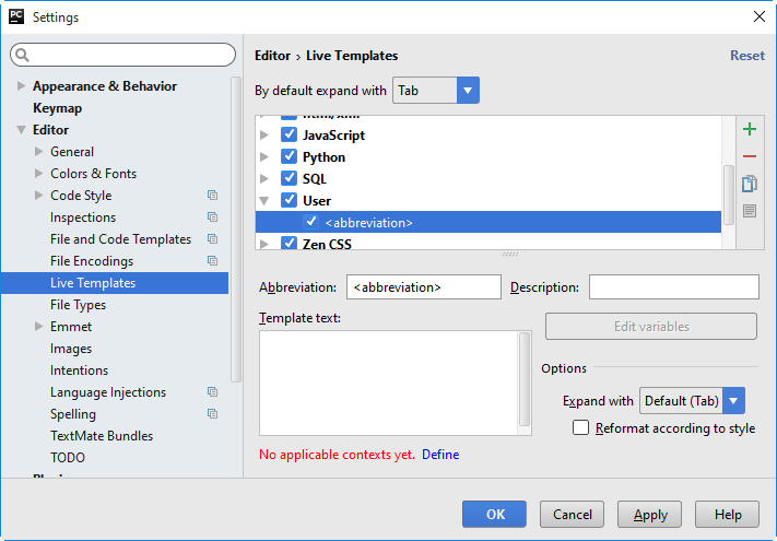 テンプレート設定 Template settings