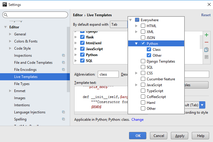 テンプレート設定 Template settings