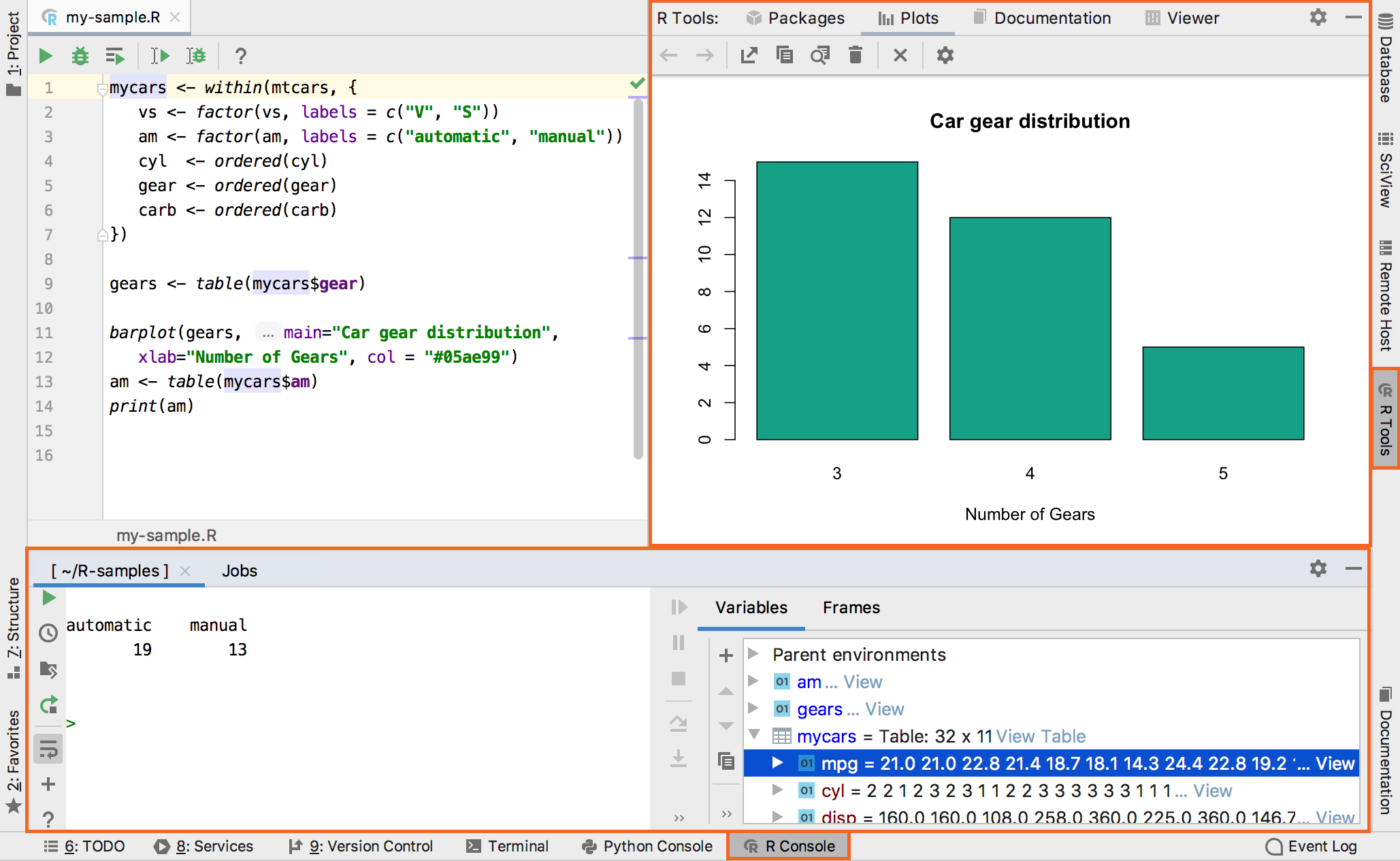 R plugin features R plugin features