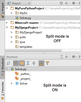 ツールウィンドウ分割モード Tool window Split mode