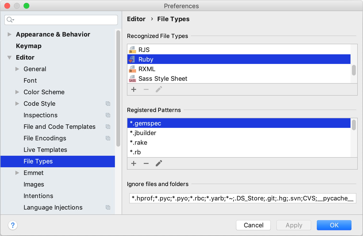 ファイルタイプ設定 File type settings