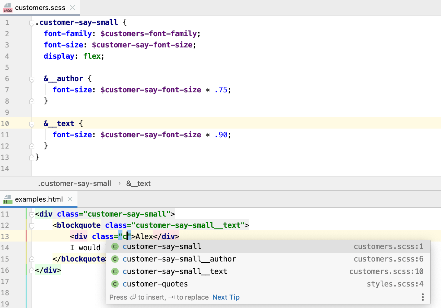 SassおよびSCSSセレクターの完成 Completion for Sass and SCSS selectors