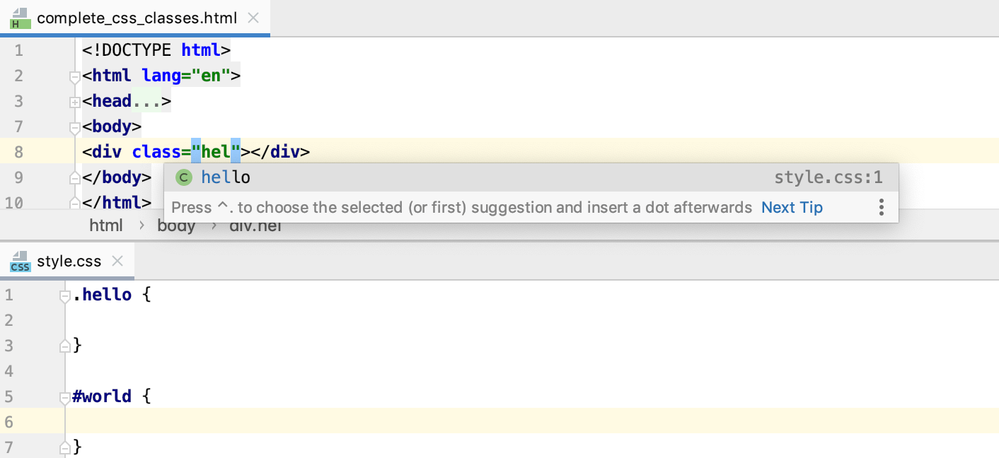 HTMLのスタイルシートシンボルのプロジェクト全体の補完 Project-wide completion for Style Sheet symbols in HTML