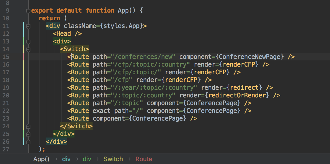 ReactアプリケーションでのJSXタグの強調表示とパンくずリスト Highlighting and breadcrumbs for JSX tags in a React application