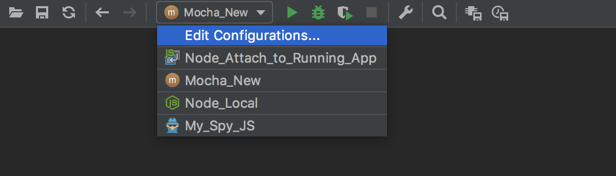設定セレクタを実行する Run configuration selector