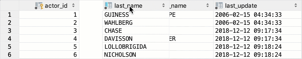 Reordering columns