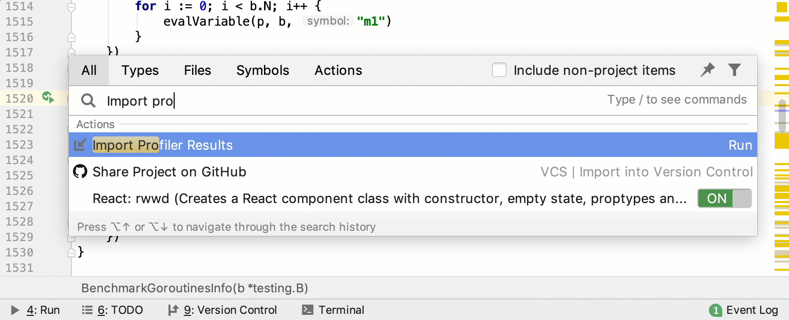 Import profiler results