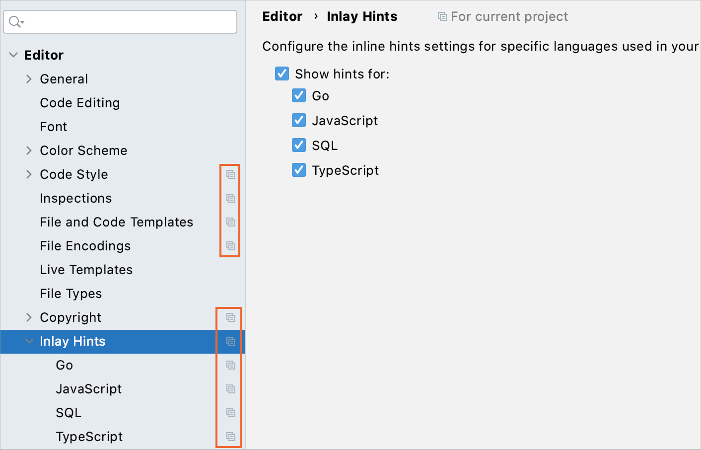 プロジェクト設定 Project settings