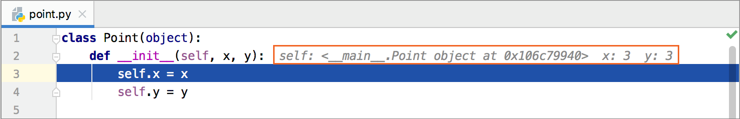 開始時のインライン値 Inline values at start