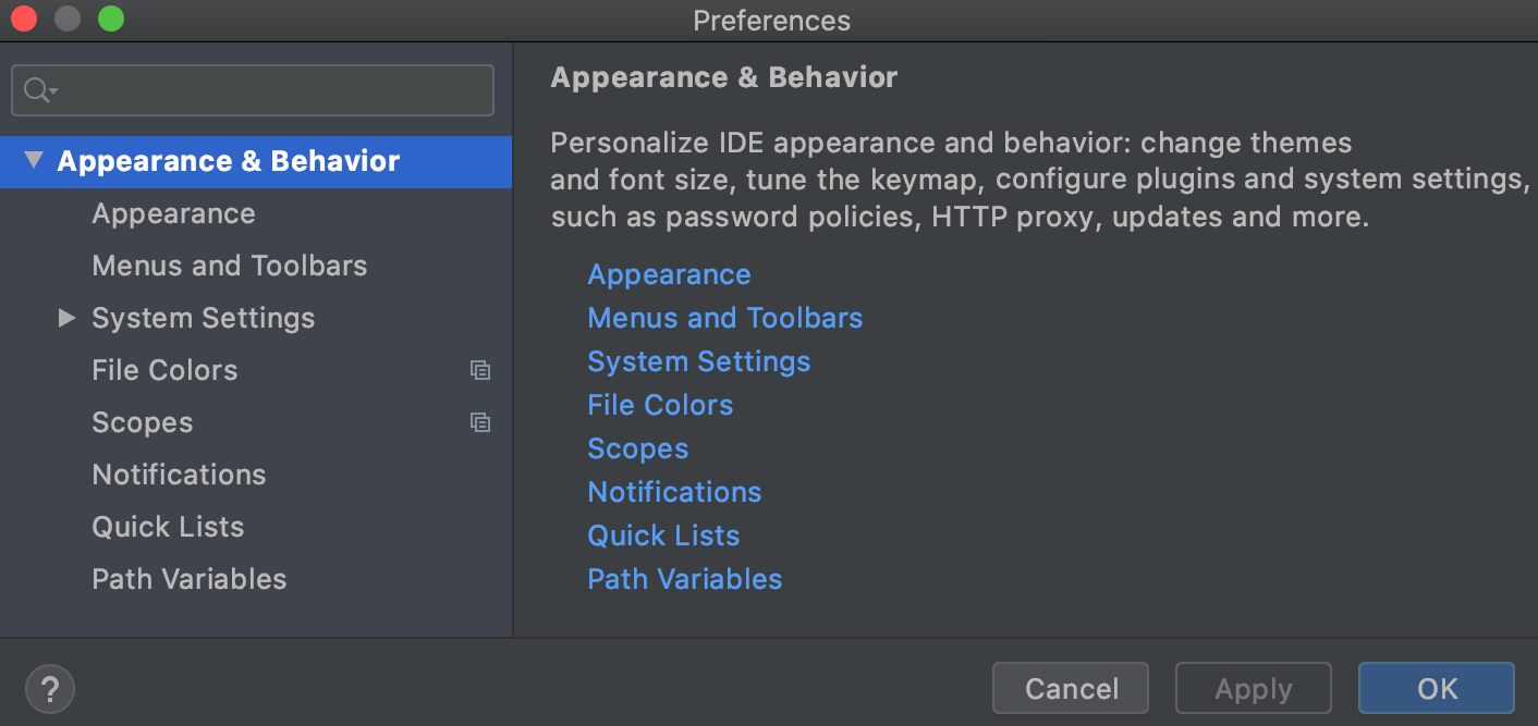 設定/環境設定ダイアログでマークされたグローバル設定 Global settings marked in the Settings/Preferences dialog