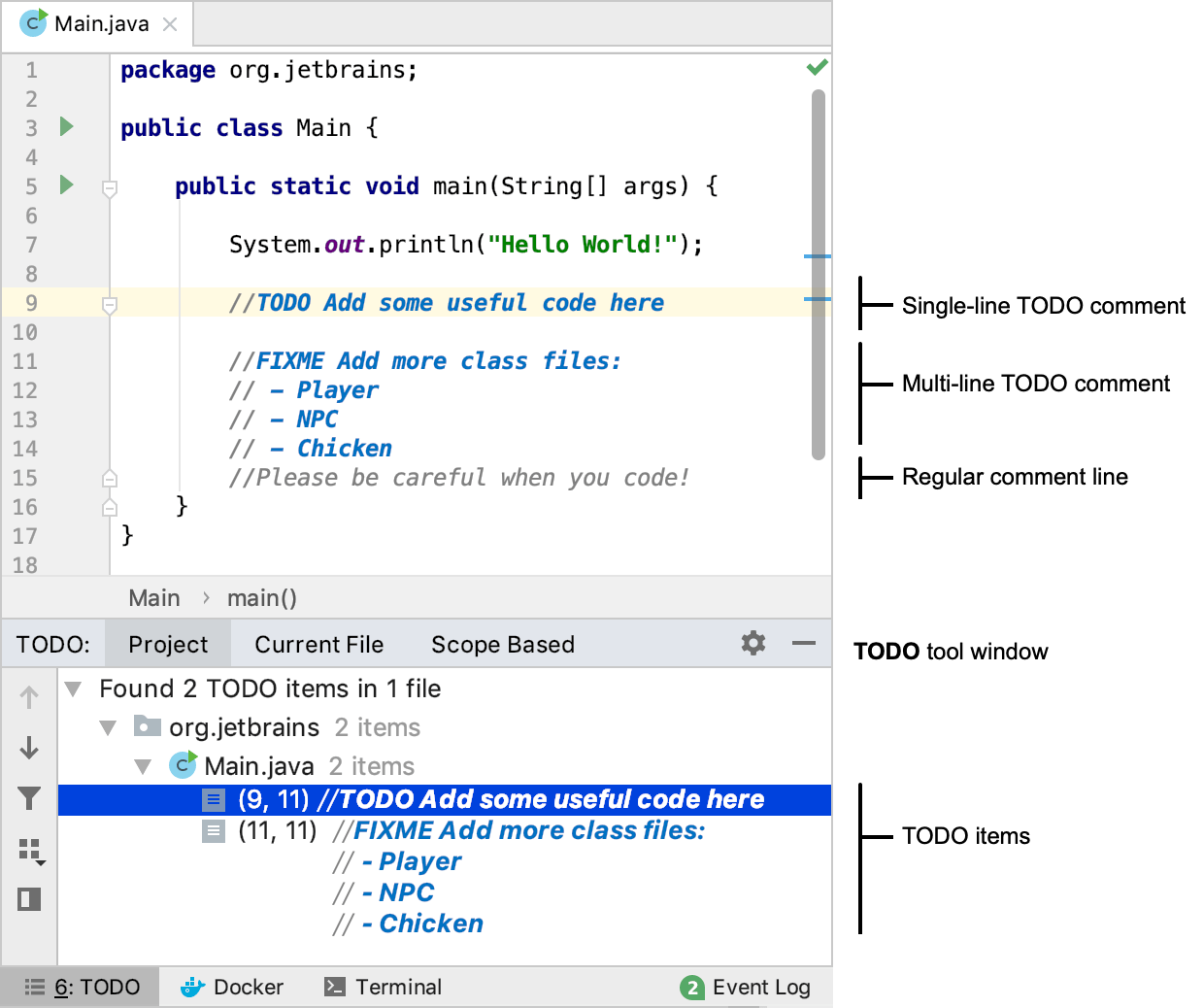 Todo コメント Intellij Idea