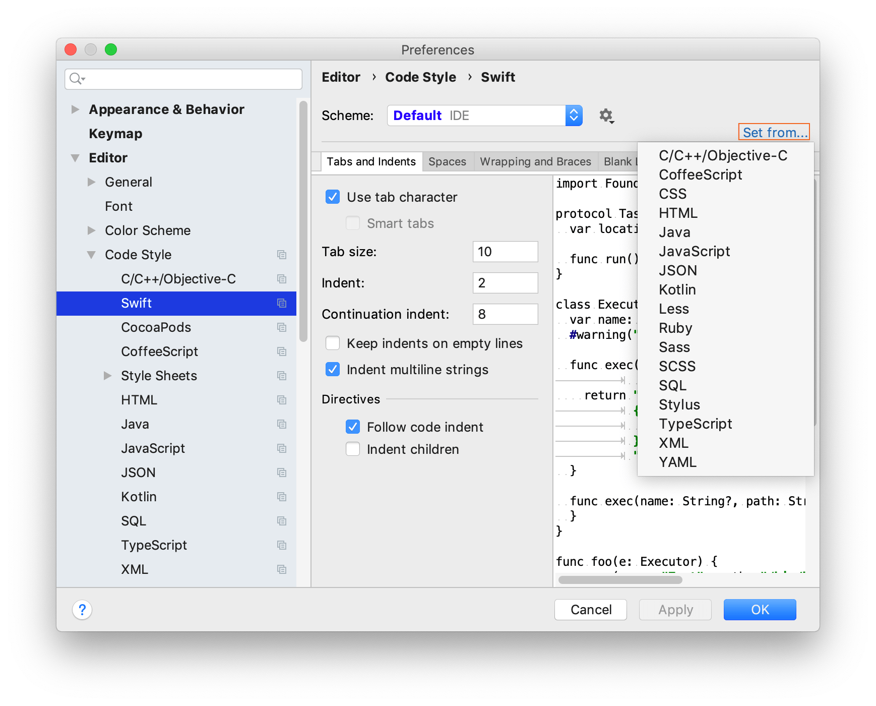 コードスタイルの構成 公式ヘルプ Appcode