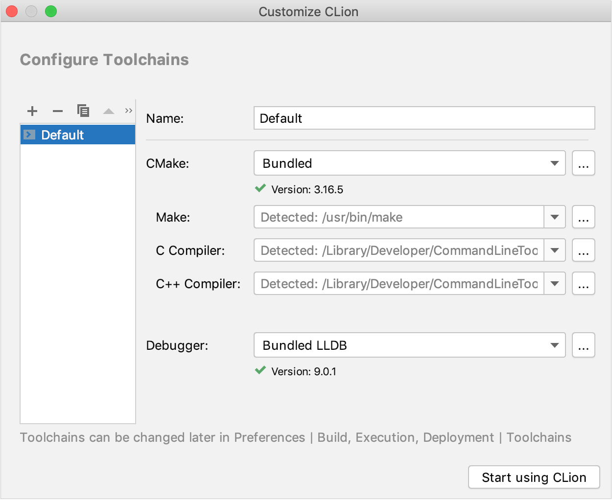 最初の実行時にツールチェーンを構成する Configure toolchain on the first run