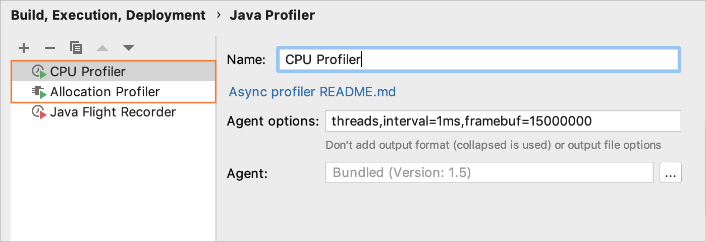 CPUプロファイラー構成の構成 Configuring CPU profiler configuration