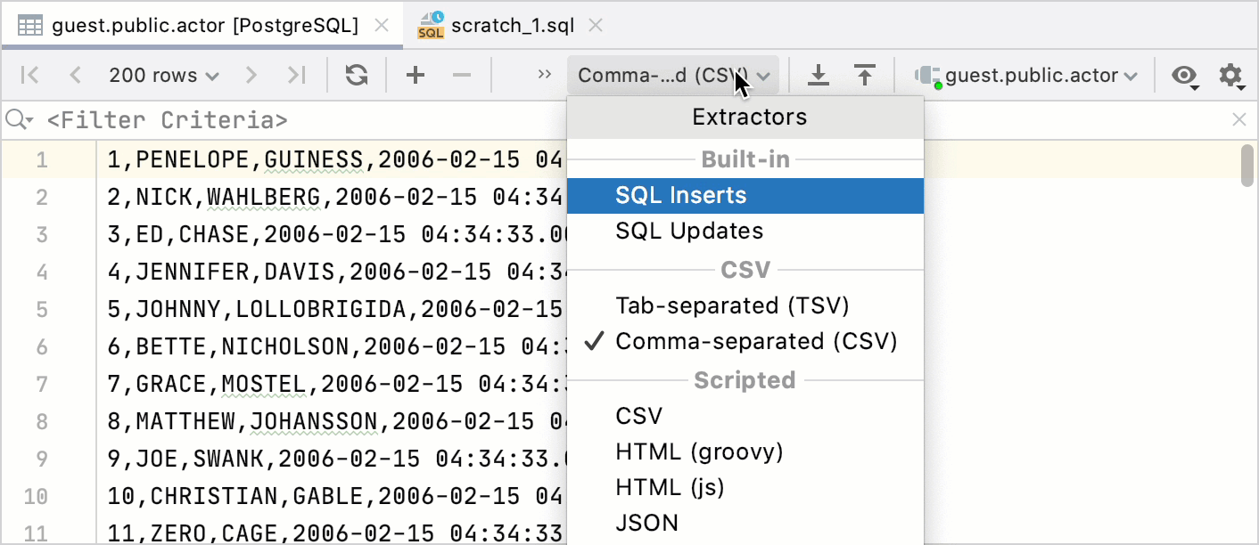 Select the extractor