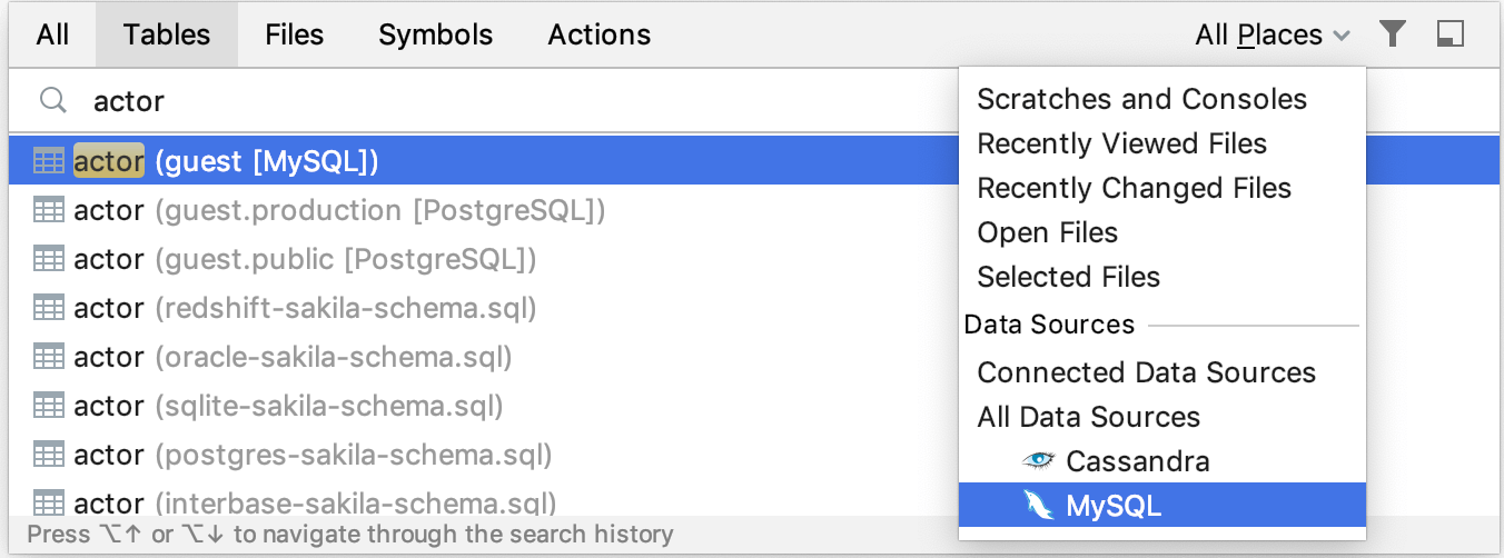 データソースで検索結果を絞り込む Filter search results by a data source