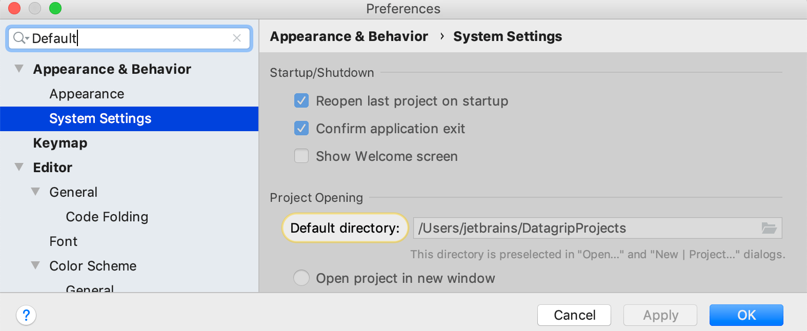 デフォルトディレクトリを設定する Setting a default directory