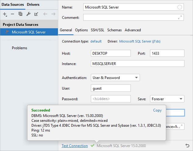 SQL Server認証を使用して接続する Connect by using SQL Server authentication