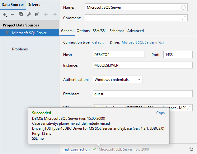 SQL Server認証を使用して接続する Connect by using SQL Server authentication