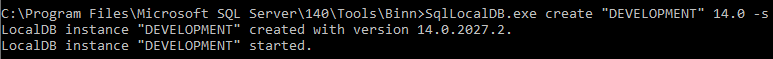 LocalDBインスタンスを作成する Create a LocalDB instance