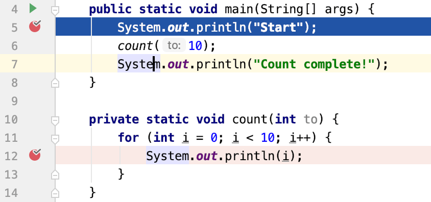 キャレットは、行きたいコードの中にあります Caret is in the piece of code where we want to go