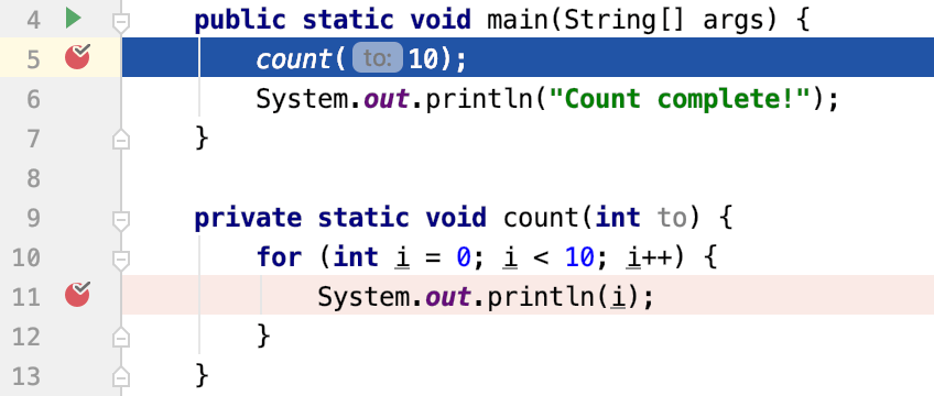呼び出されたメソッドのブレークポイントは無視されます The breakpoint in the called method is going to be ignored