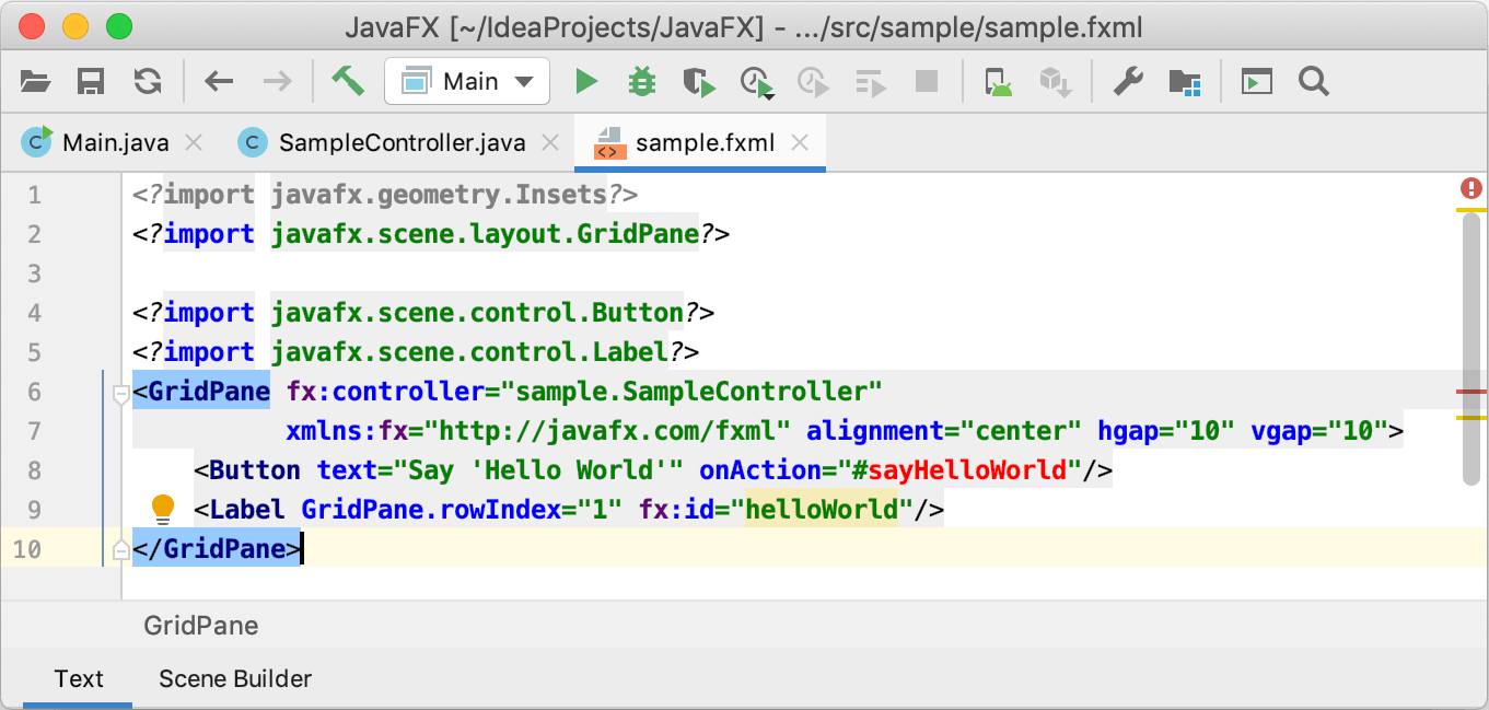 javafx scene with a plain text editor example