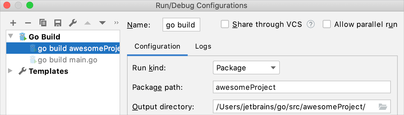 アプリケーションバイナリの出力ディレクトリを変更する Change the output directory of the application binary