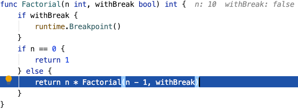 変数値は、使用される行に表示されます Variable values are displayed at the lines where they are used