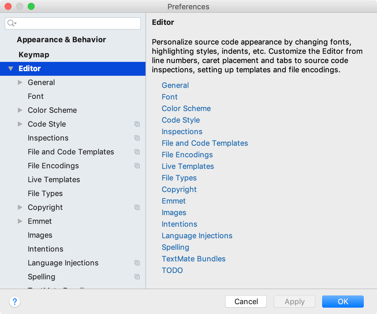 エディター設定 editor settings