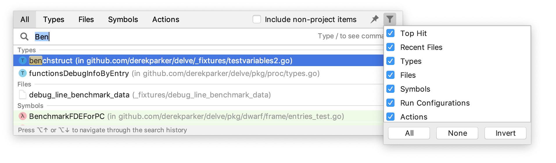 検索からファイルの種類を除外する Exclude file types from search