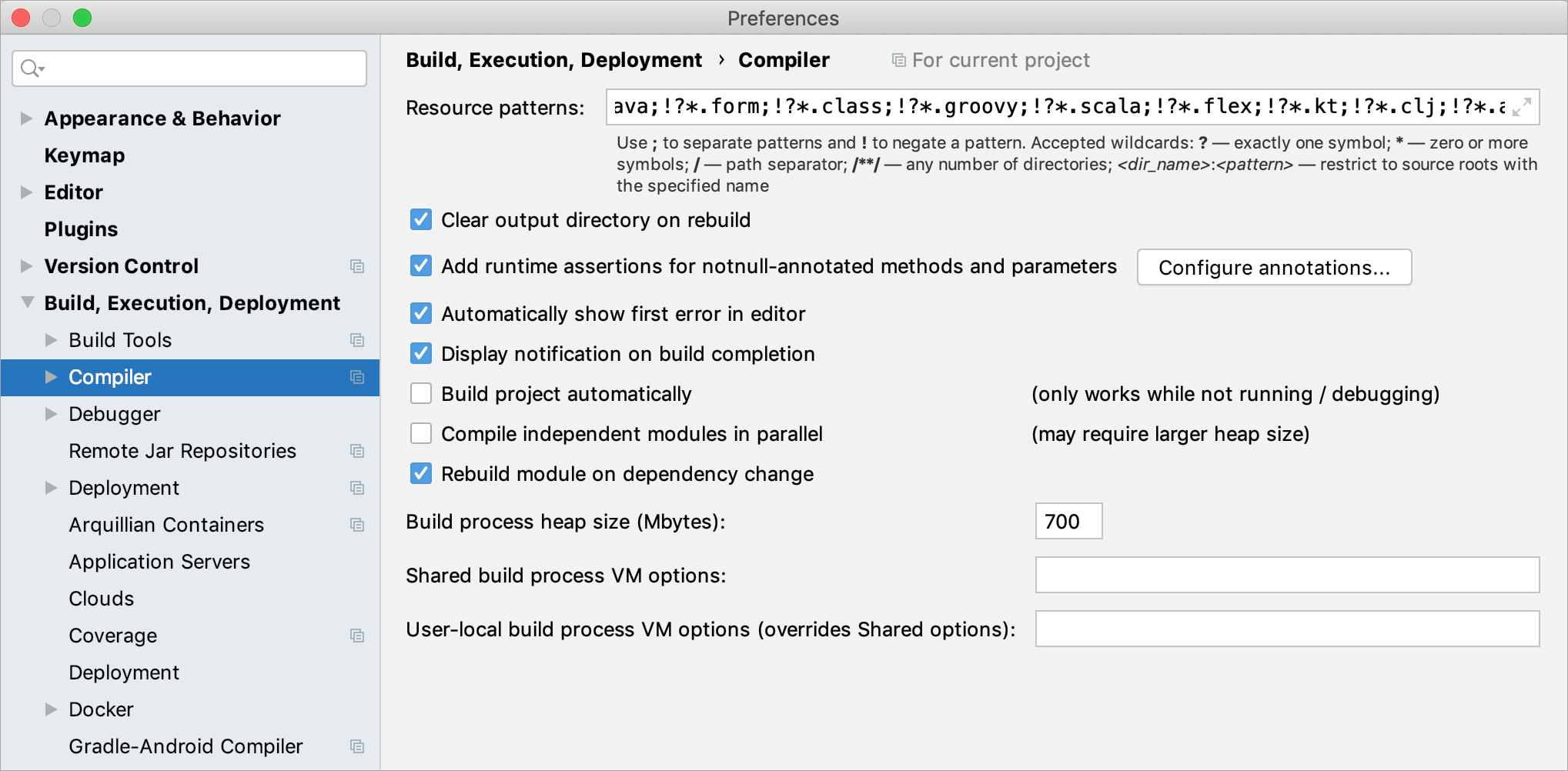 コンパイラ設定の指定 Specifying compiler settings