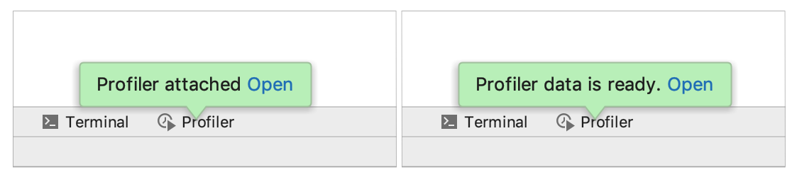 データが準備完了であることを知らせるプロファイラーポップアップ Profiler popup informing that the data is ready