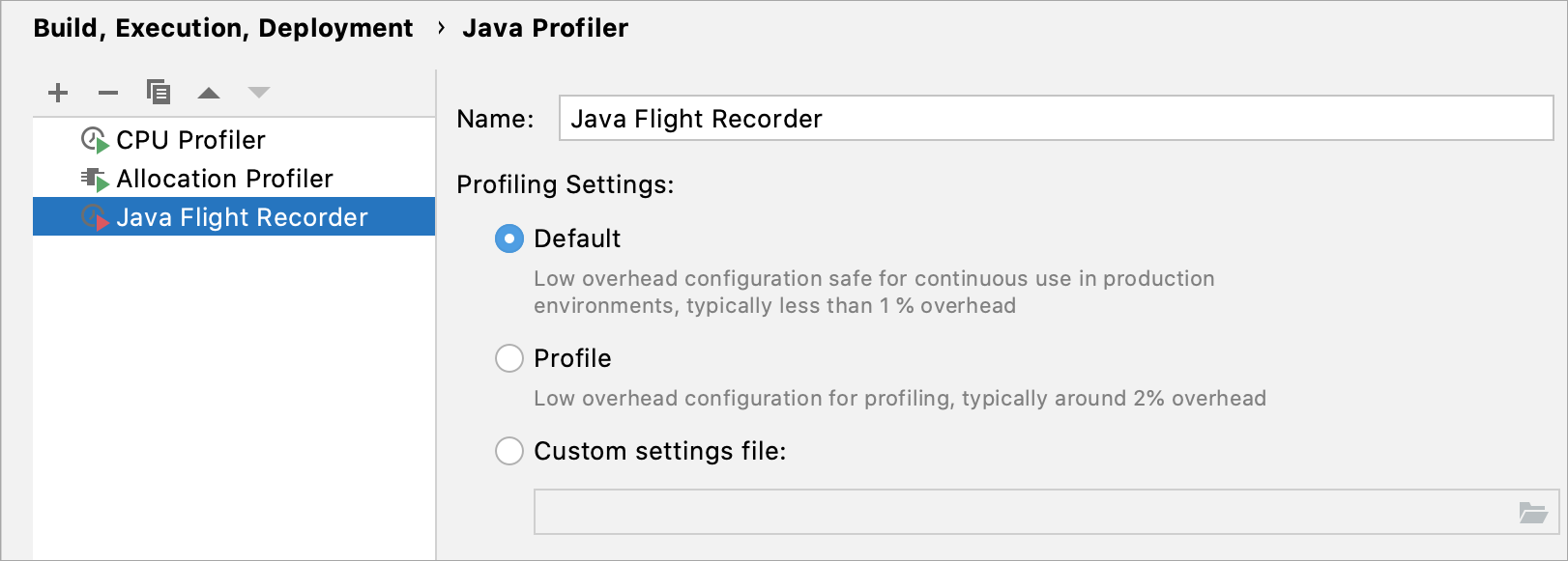 JFR 構成 JFR configurations