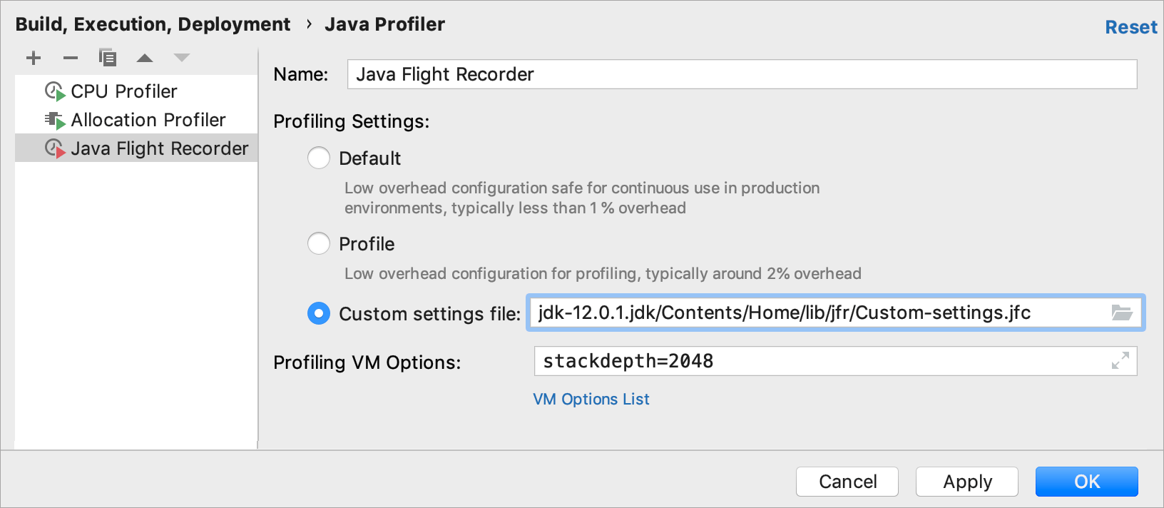 JFRへのカスタム設定のアップロード Uploading custom settings to JFR