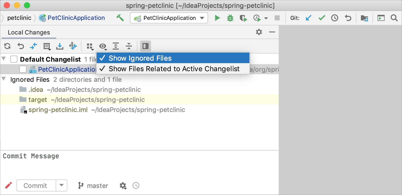 無視されたファイルを表示しています Showing ignored files