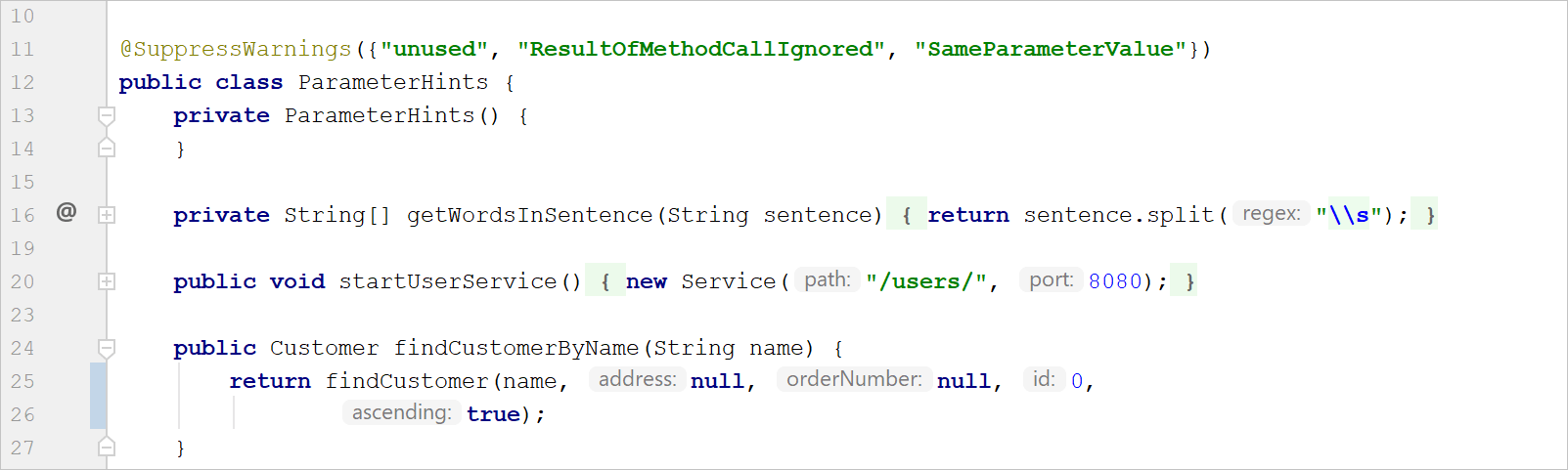 パラメーターのヒント Parameter hints
