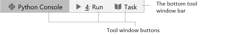 ツールウィンドウバーとボタン Tool windows bar and buttons