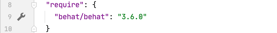composer.jsonのbehat設定のガターアイコン Gutter icon for behat settings in composer.json