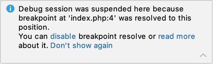 解決されたブレークポイント通知 Resolved breakpoint notification